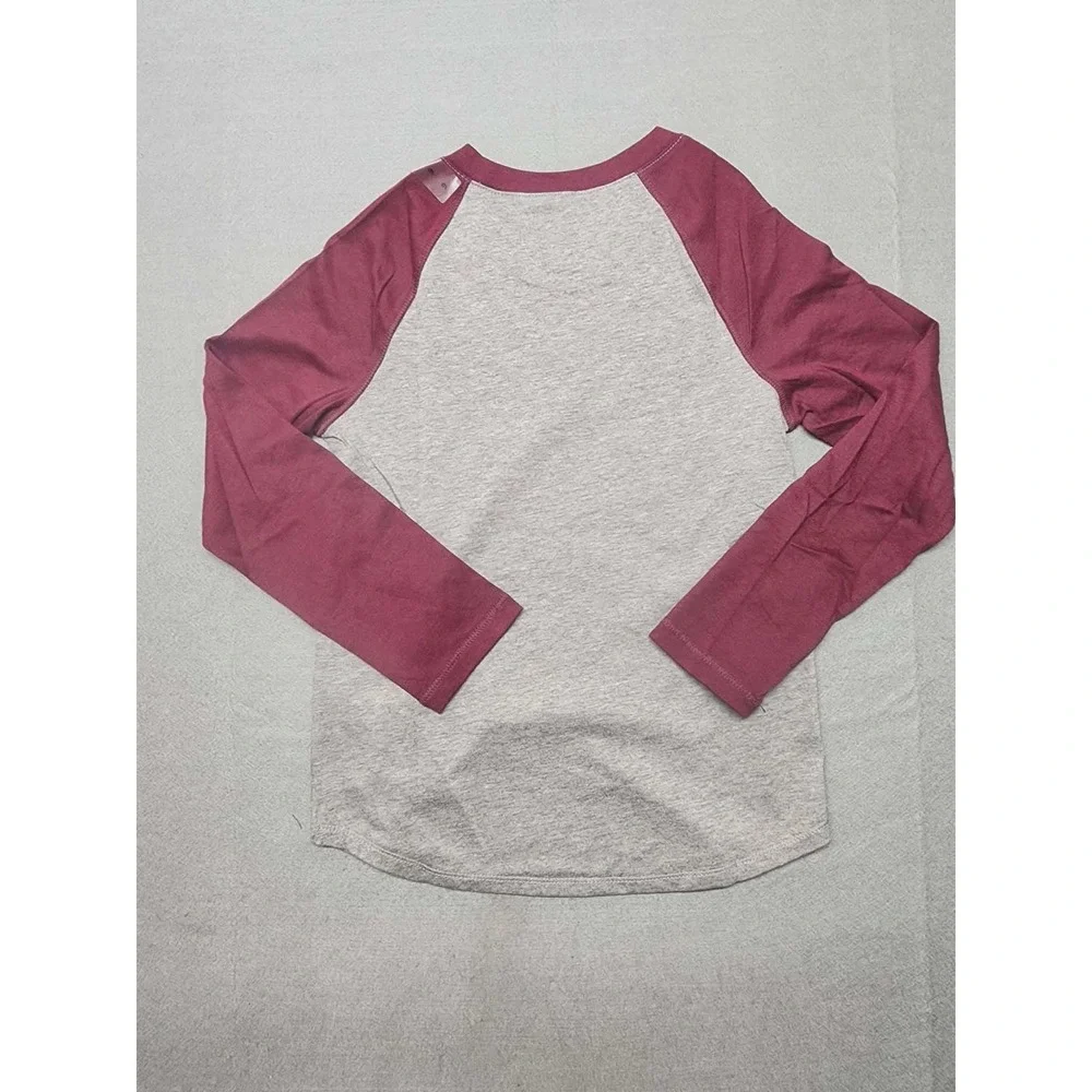 Justice Girls Size 6 Raglan Baseball Tee Grey Burgundy Live Love Justice Graphic